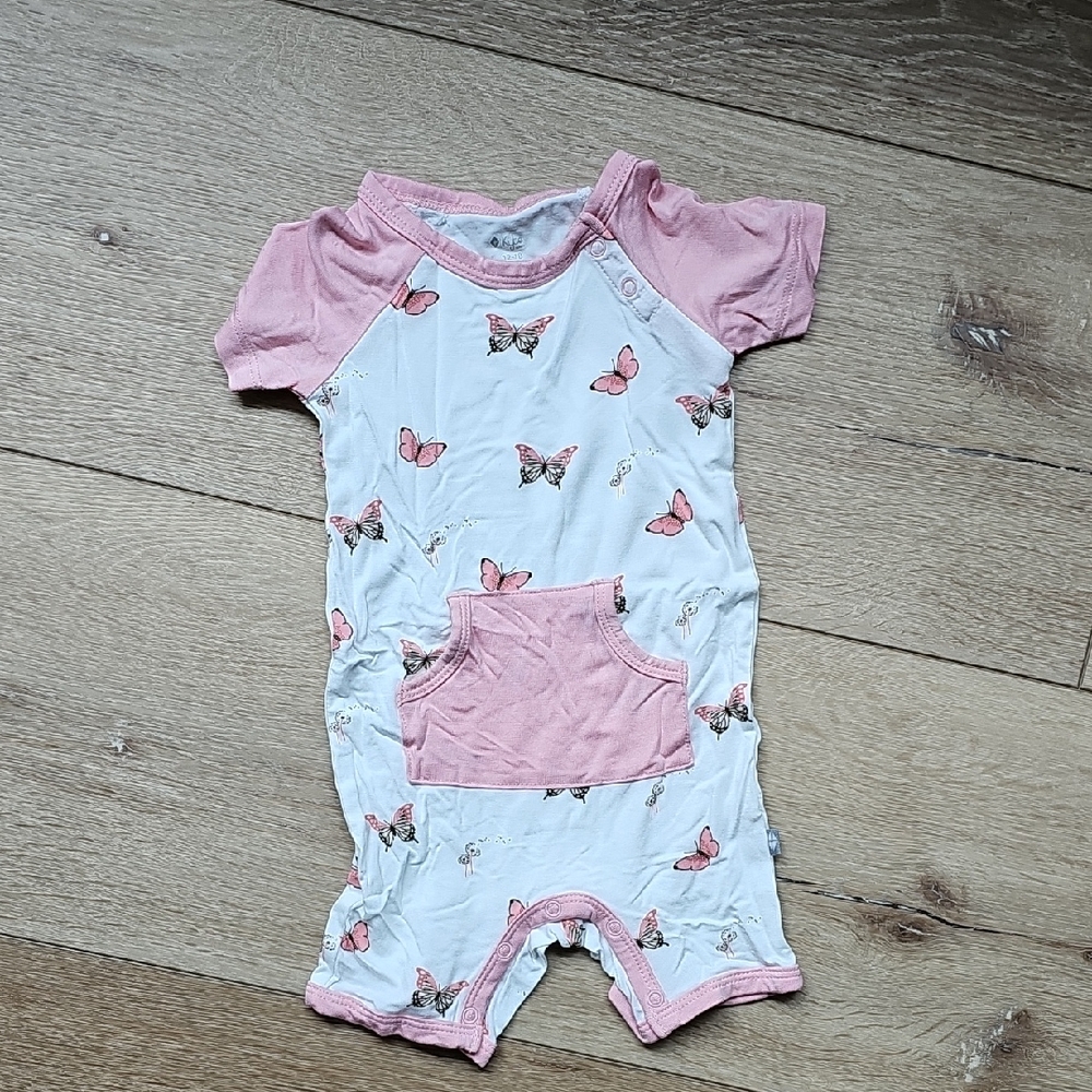 Kyte BABY Shortall In Pink and White Butterfly